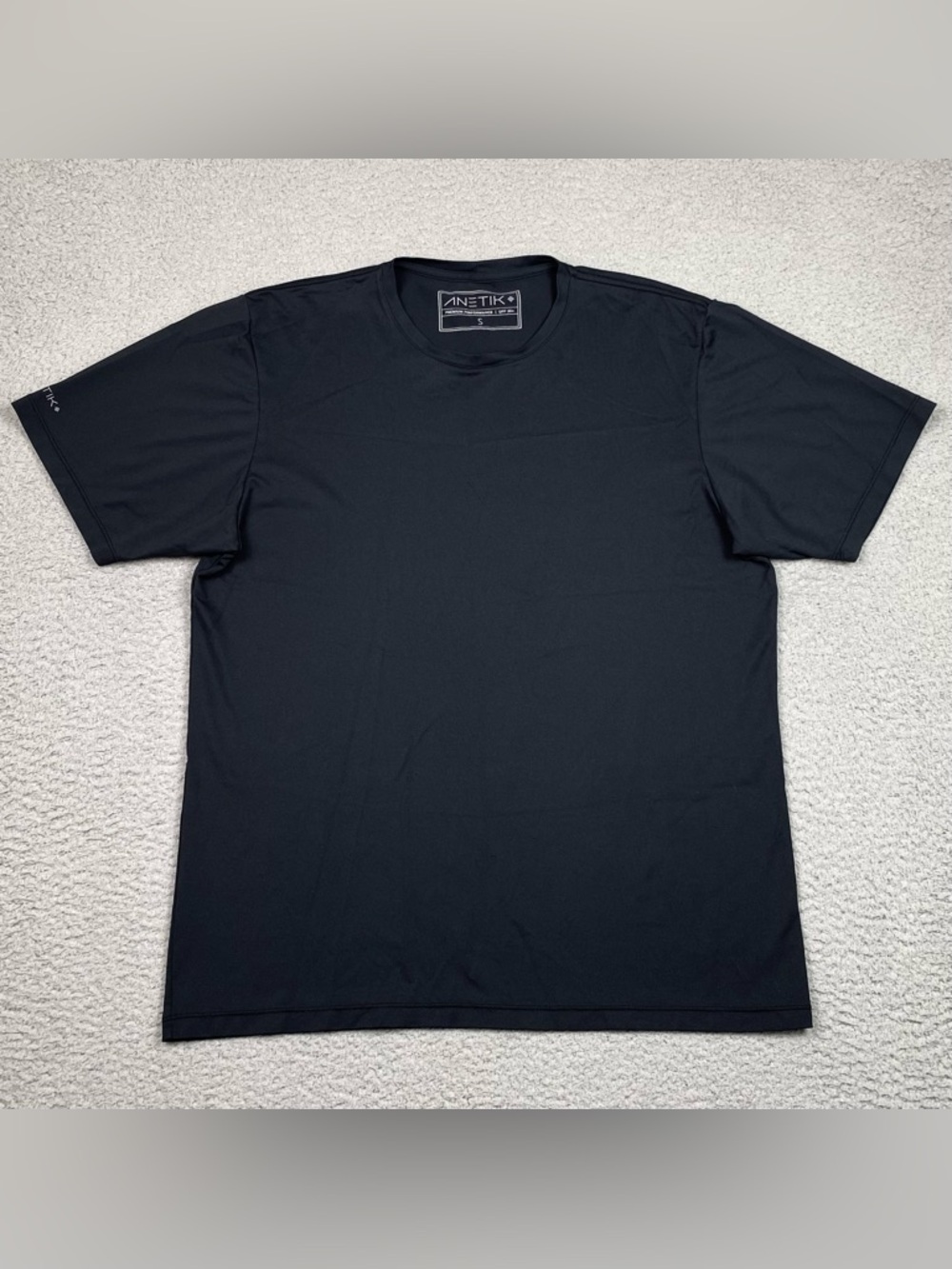 Anetik T Shirt Men's Sz S Black Short Sleeve Performance Stretch UPF 30+ Outdoor